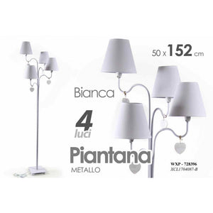 Lampada moderna piantana 4 luci bianca cm 152 stile shabby