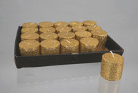 Display Candela Cilindro Cm.4X4 Oro Glitter decorazione di Natale