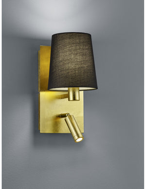 Applique Moderna Oro con Paralume Nero e Spot Led Marriot Trio Lighting