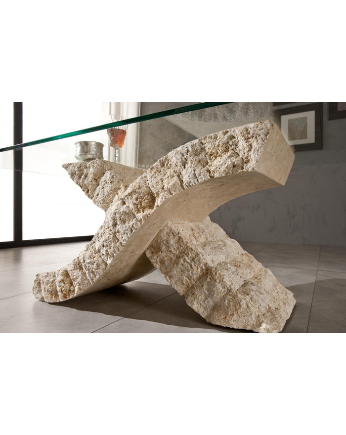 Tavolino trasparente-beige 70 cm x 120 cm H. 40 cm