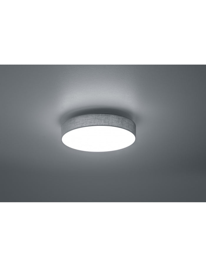 Plafoniera Moderna Led Paralume Tessuto Grigio Lugano Ø40 cm Trio Lighting