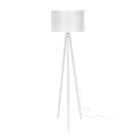 (2c) Lampada a piantana treppiedi in legno e tessuto Bianco RODI 36x h136 cm EFFEZ