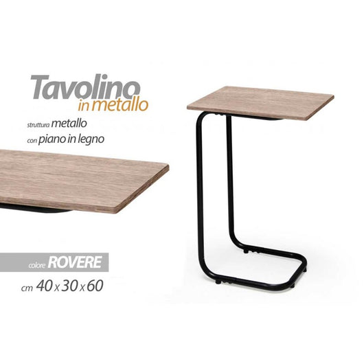 Tavolino da divano rovere servetto struttura metallo cm 40 x 30 x 60 h