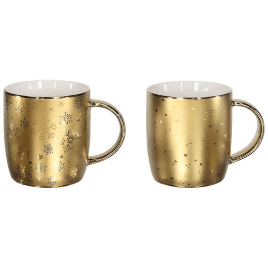 Mug Bombato 370 cc All Gold Porcellana oro linea Natale