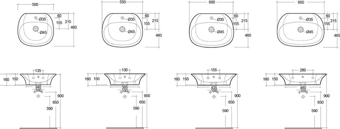 Lavabo monoforo 60 cm