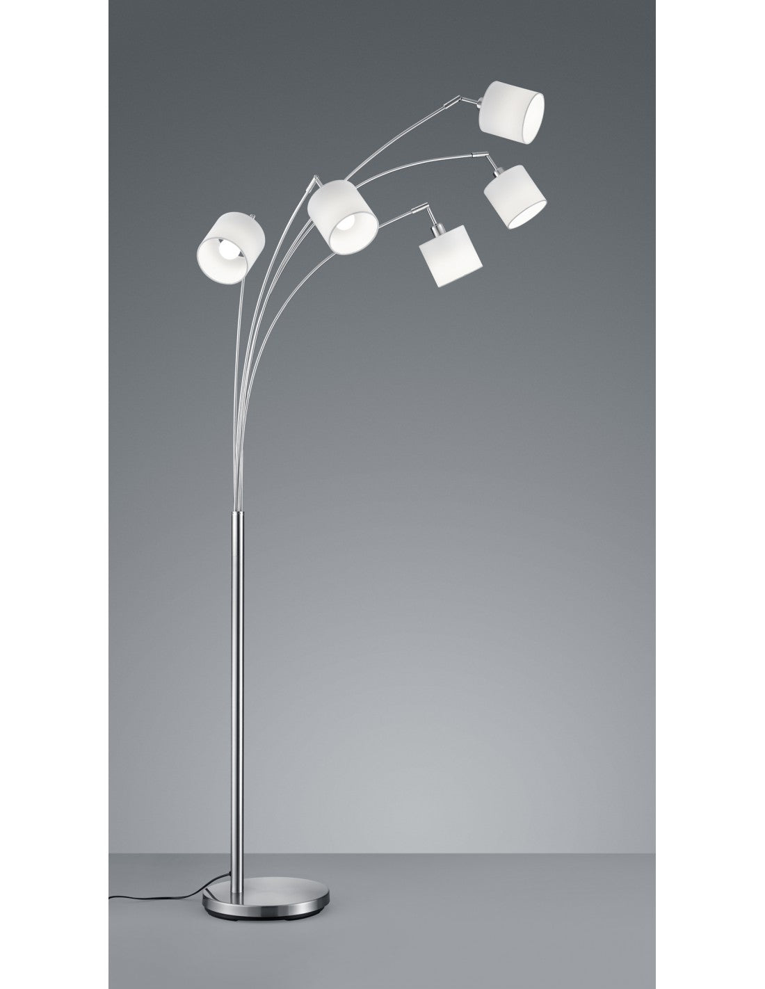 Piantana Tommy Nichel 5xE14 Tessuto Bianco H200 cm Trio Lighting