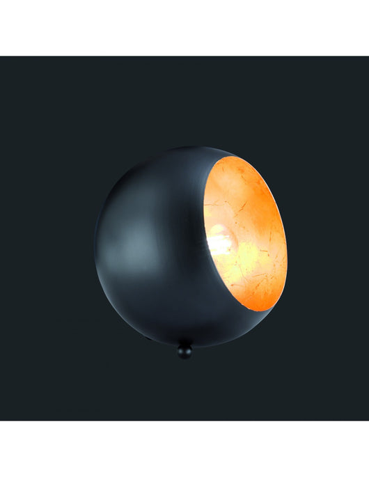 Lampada Da Tavolo Billy Sfera Nero Interno Oro H16 cm Trio Lighting