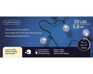 Lampade a corda decorative a LED con 8 funzioni di effetto sfavillante per uso esterno L 580 cm