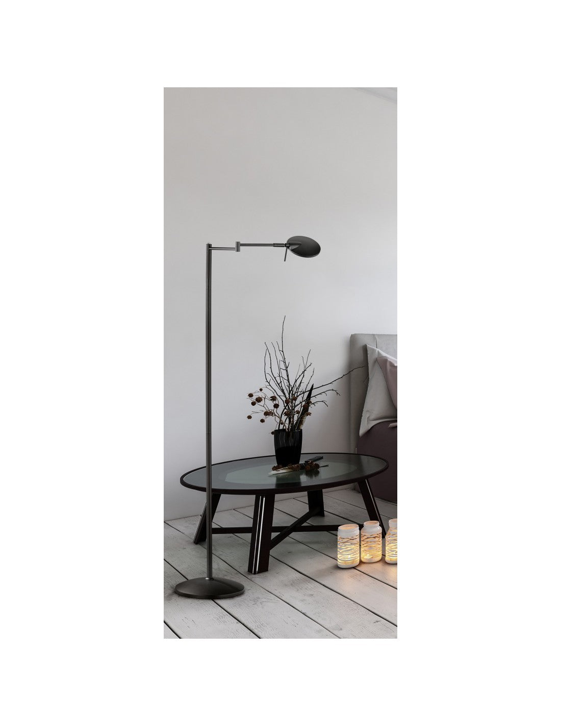 Piantana Kazan Nero Led Touch Dimmerabile Orientabile H121 cm Trio Lighting