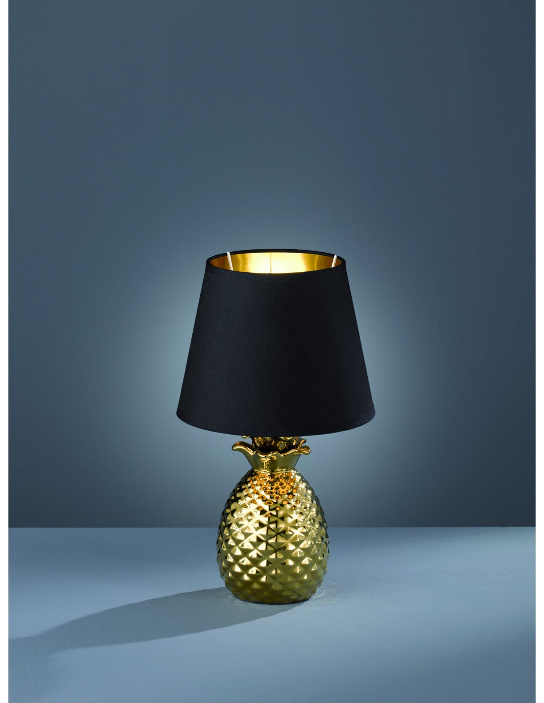 Lumetto Decorativo Pineapple Ananas Oro con Paralume Nero Ø20 cm Trio Lighting