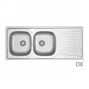 Lavello incasso acciaio inox 116x50 cm gocciolatoio dx