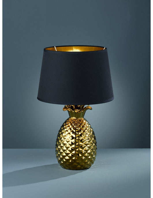 Lume da Tavolo Pineapple Ananas Oro con Paralume Nero Ø28 cm Trio Lighting