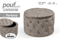 Pouf retro contenitore tortora apribile cm 60 x 42 h