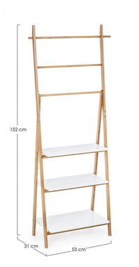 Scaffale in bamboo e legno Audrey con scaletta