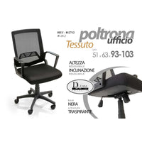 Poltrona da ufficio nera cm 51 x 63 x 93 h regolabile