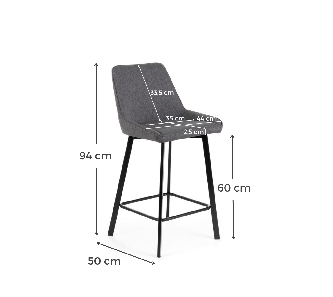 2x Sgabello in Tessuto 50cm X 44cm H. 94cm