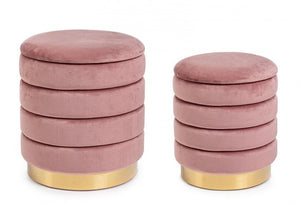 Set2 Pouf Contenitore Darina Rosa Antico in velluto