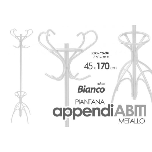 Piantana appendiabiti con portaombrelli metallo bianco cm 170