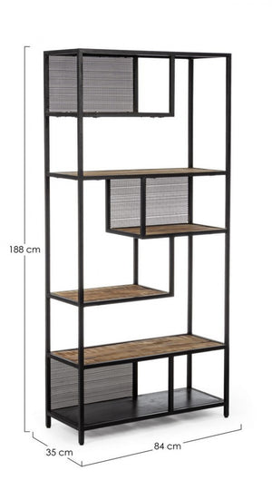 Libreria 6 piani in metallo stile industriale cm 84x35x188h