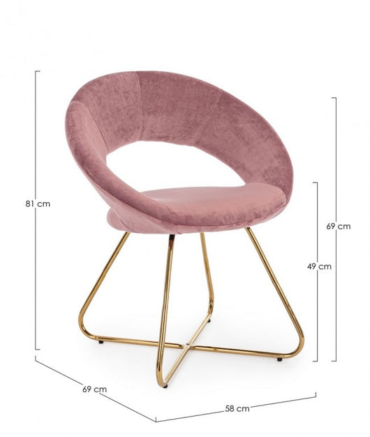 Poltrona Vanity Oro in velluto rosa