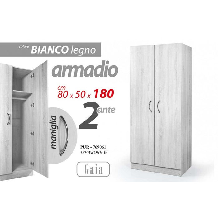 Armadio due ante bianco con ripiano  cm 80 x 50 x 180 h