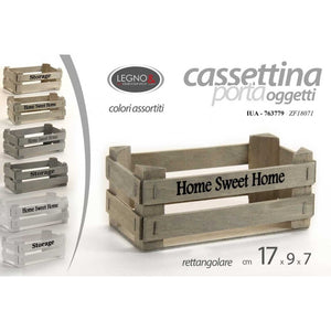 Cassettina in legno portaoggetti home sweet cm 17 x 8.5 x 7 h