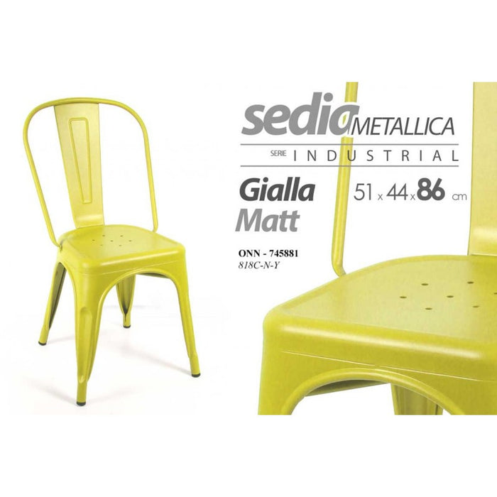 Sedia sala cucina  in metallo giallo stile urban