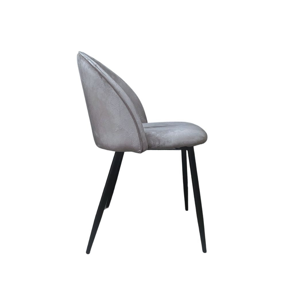 Sedia in Tessuto Grigio con Gambe in Metallo Nero  78x47x57 cm