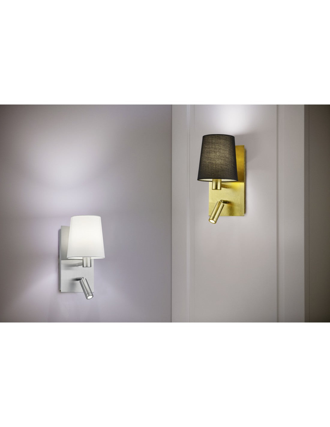 Applique Moderna Oro con Paralume Nero e Spot Led Marriot Trio Lighting