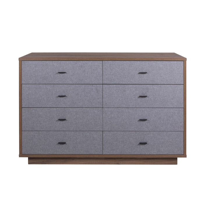 Cassettiera Elegante con 8 Cassetti - Noce/Grigio - 138x89,50x44,40 cm