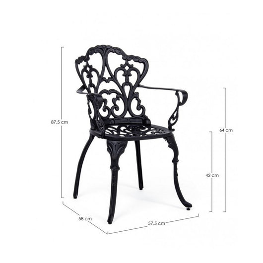 Sedia Alluminio Antracite Esterno Barocco Cm 57.5X  58 X  87.5H