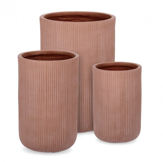 Set3 P.Vaso Ribbed To Terracotta