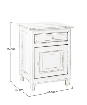 Comodino legno bianco 1 anta 1 cassetto Colette cm 50 x 40 x 65