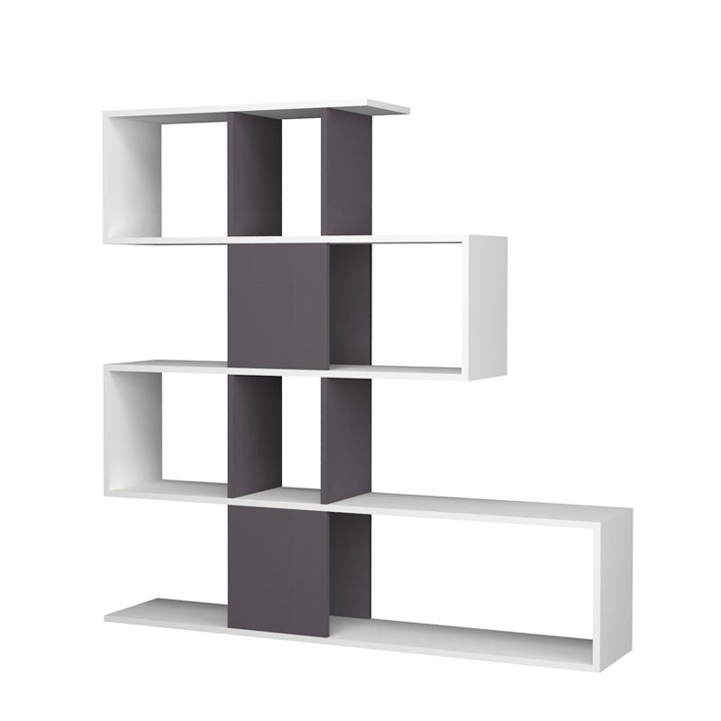 Libreria scaffale 4 livelli 9 scomparti bianco grigio 145x29xh.145 cm EFFEZ