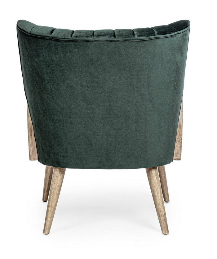 Poltrona vintage legno velluto verde Virna