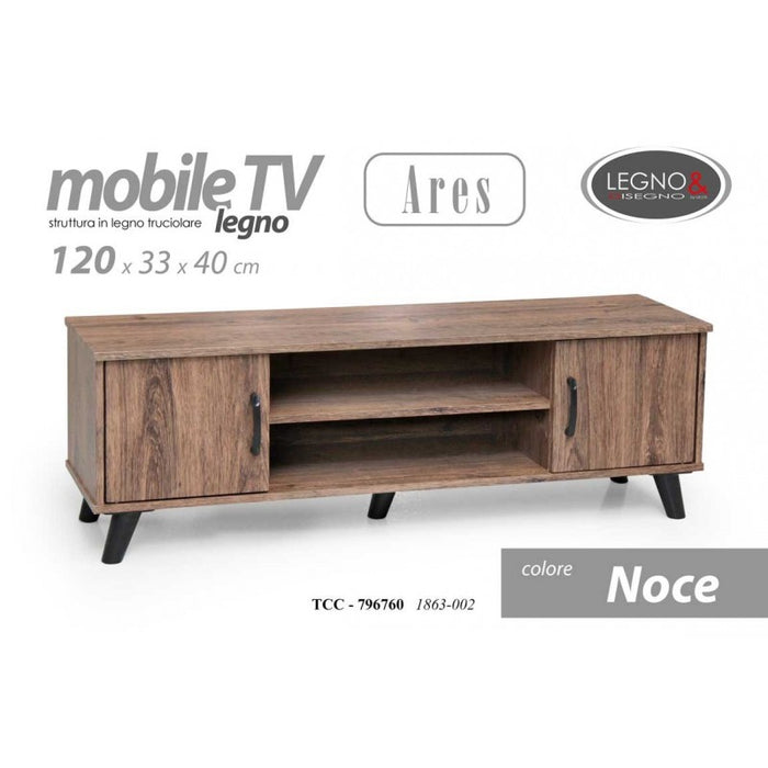 Mobile salotto basso porta tv madia noce cm 120 x 33 x 40 h