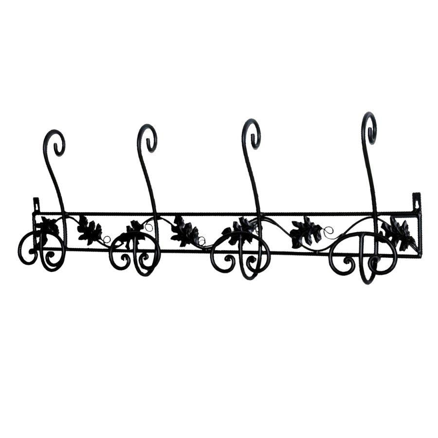 Black tones 4-seater metal wall-mounted coat rack cm89x31x10