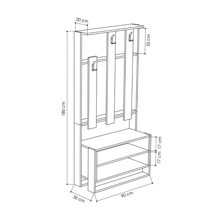 Mobile ingresso Chester noce 90x36xh.180 cm