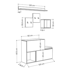 Mobile ingresso scarpiera bianco vintage Holdon  120x36,5x87,5