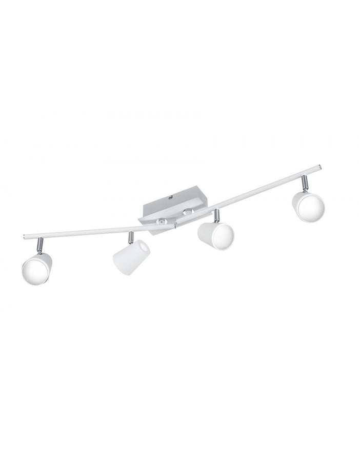 Plafoniera Bracci con 4 Faretti Spot Orientabili Narcos Bianco Trio Lighting