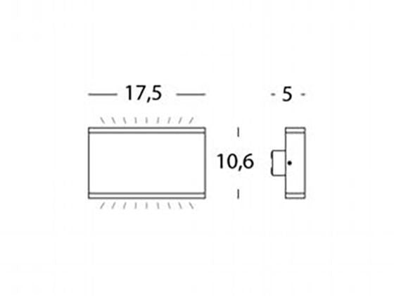 Applique 7W+7W Led 4000K  linea wave  grafite