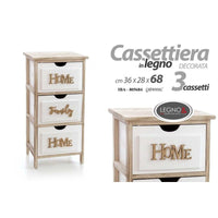 Cassettiera Home Family  bianco legno cm 36 x 28 x 68 h