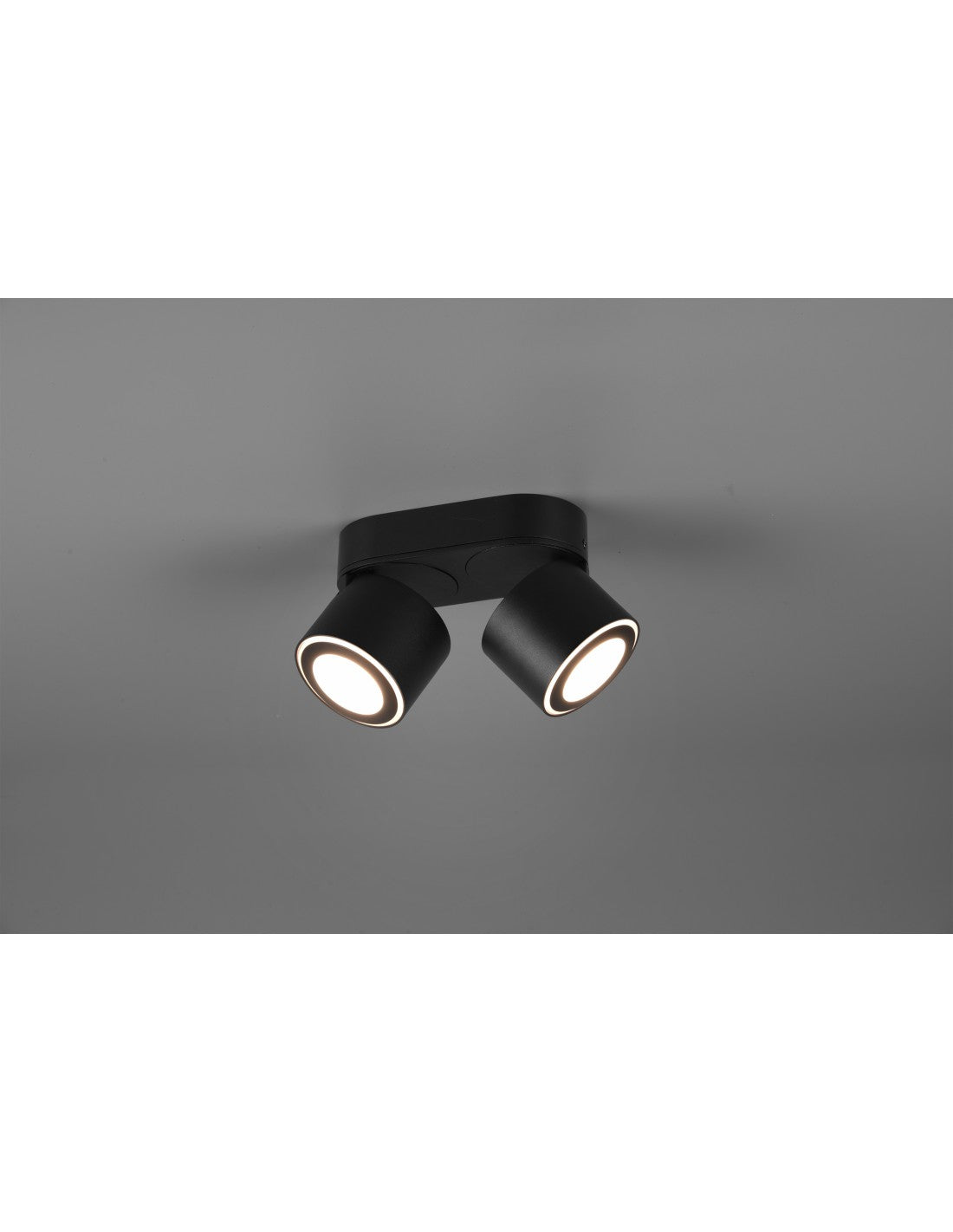 Plafone 2 Spot Led Doppia Emissione L18 cm Taurus Nero Trio Lighting