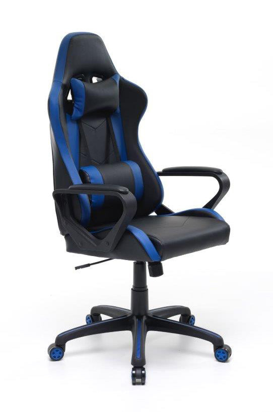 Poltrona Gaming Professionale Blu con Ruote Girevoli Antiscivolo - Dimensioni: 63x63xH118 (126) cm