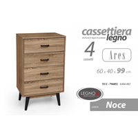 Cassettiera como stile urban 4 cassetti cm 60 x 40 x 99 h