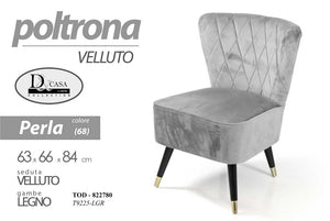 Poltrona in velluto design retro cielo cm 84h