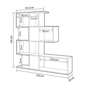 Libreria scaffale 4 livelli 9 scomparti bianco grigio 145x29xh.145 cm EFFEZ