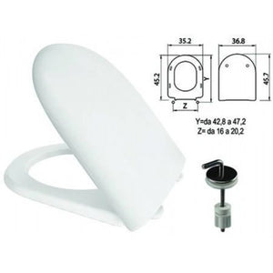 Sedile WC in termoindurente "Luna 2" bianco con cerniere inox H050 - FER 410786.