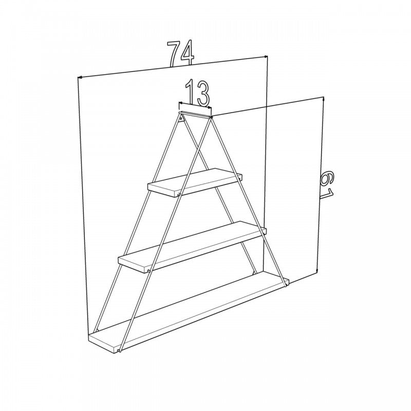 Libreria muro triangolare bacheca piramide bianca cm cm 74 x 13 x 61h EFFEZ