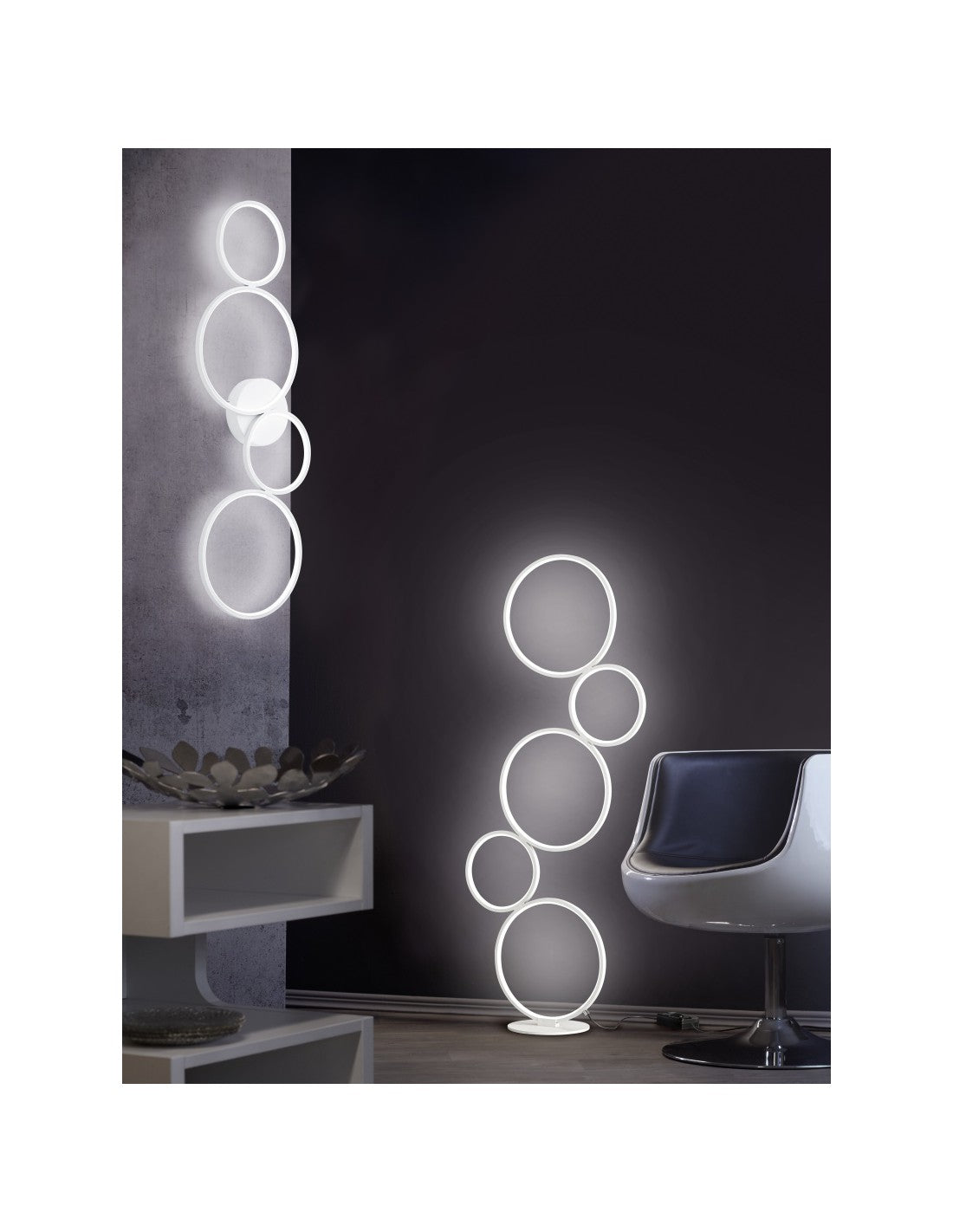 Plafoniera Rondo 4 Cerchi Led Bianco L97 cm Trio Lighting